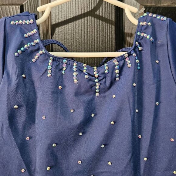 Weissman NWOT semi custom child medium dance costume blue lyrical tap solo - Picture 3 of 11